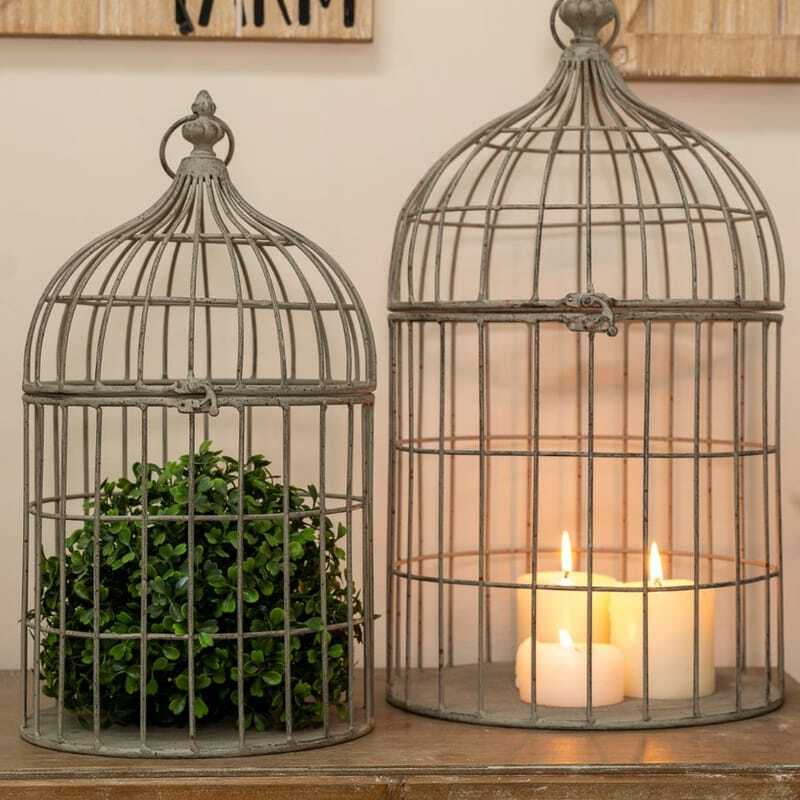 Willow &amp; Silk Metal 50cm/35cm Set of 2 White Portable Pet/Bird Cages 