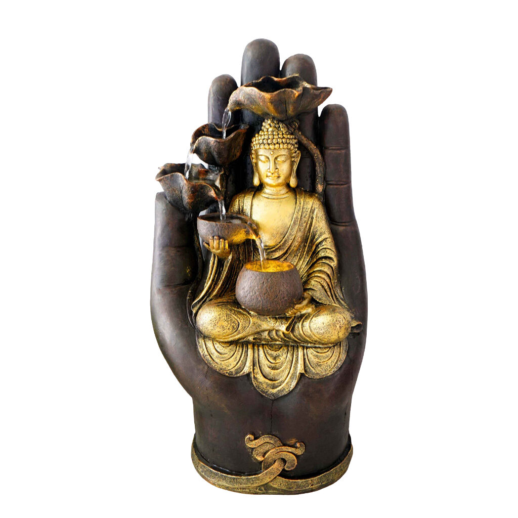 Willow &amp; Silk Palm Buddha 30.5x25x59cm
