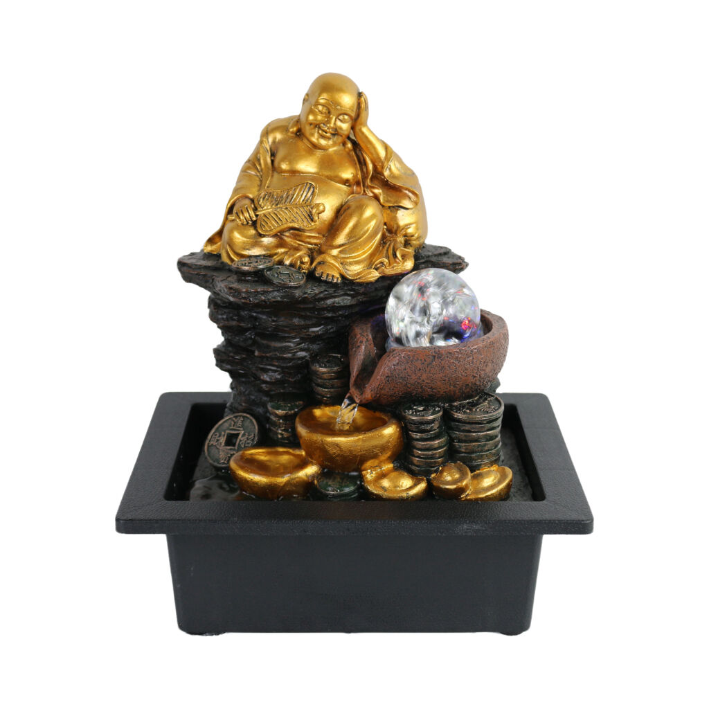 Willow &amp; Silk Gilt Laughing Buddha 24x18x27cm