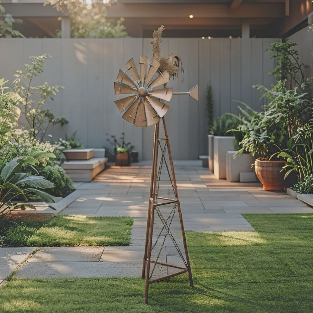 Willow & Silk Metal Windmill Rooster Wind Gauge Ornament