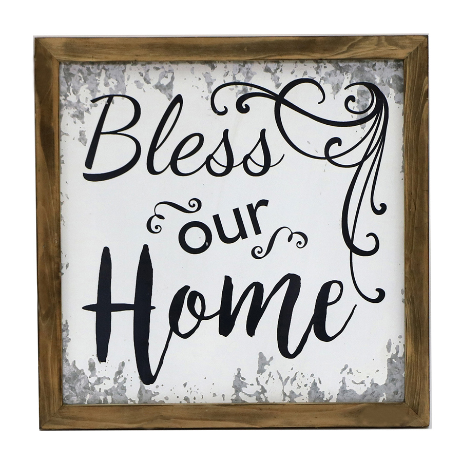 Willow & Silk Framed 40cm 'Bless Our Home' Plaque Sign Wall Art