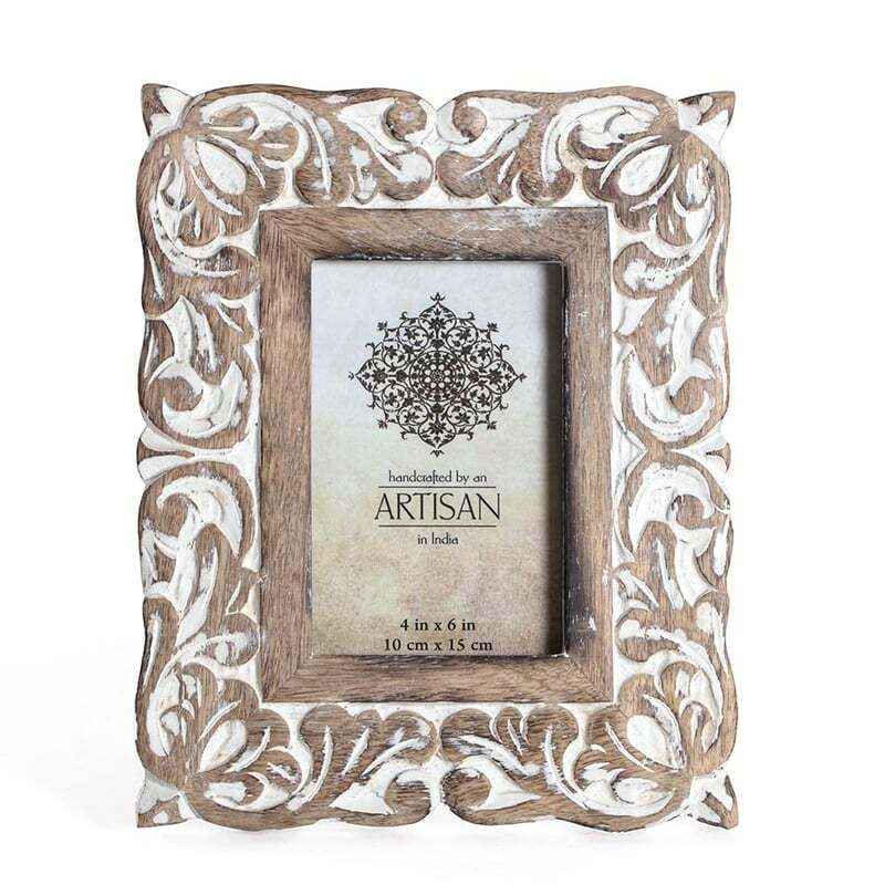 Willow & Silk 4x6 Mango Wood w/ Whitewash Photo Frame