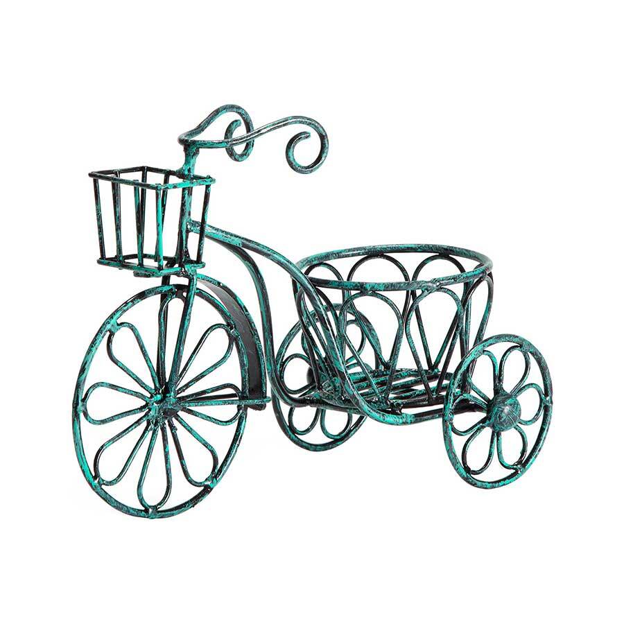 Willow & Silk Metal Bicycle Garden Planter - Distressed Aqua
