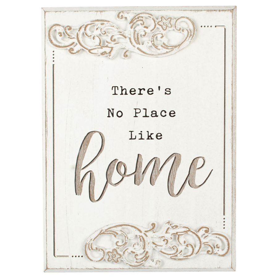Willow & Silk Plaque Sign 27.5cm White ‘No Place Like Home’ Wall Art