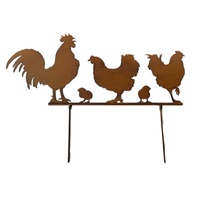 Willow &amp; Silk Chook Family Garden Stake/Feathered Friends Metal Garden Stake