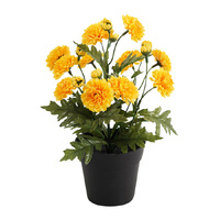 Willow &amp; Silk Potted Artificial Yellow &#39;Mum&#39; Chrysanthemum 20x20x27cm