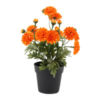 Willow &amp; Silk Potted  Artificial Orange &#39;Mum&#39; Chrysanthemum 20x20x27cm