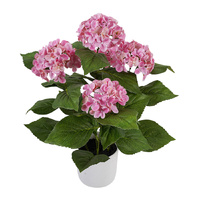 Willow &amp; Silk Potted Artificial Blush Bloom Pink Hydrangea 35x35x50cm