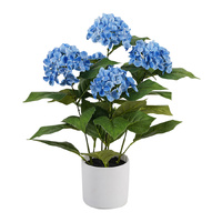 Willow &amp; Silk Potted Artificial Serene Blue Hydrangea 35x35x50cm