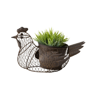 Willow &amp; Silk Metal 35cm Rustic Garden Wire Chicken Planter/Pot Holder