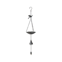 Willow &amp; Silk Hanging Metal 86cm Dragonfly Bird Feeder Bowl w/ Bell