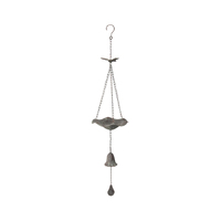 Willow &amp; Silk Metal 84cm Hanging Dragonfly Lilypad Bird Feeder &amp; Bell