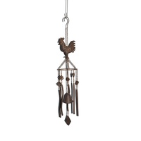 Willow &amp; Silk Hanging Rustic Chicken Windchime and Cast Iron Bell 