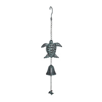 Willow &amp; Silk Hanging Serenity Turtles with Cast Iron Bell 14.5x7.5x62cm