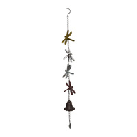 Willow &amp; Silk Enchanted Hanging 4 Dragonflies with Cast Iron Bell 8x8x84cm
