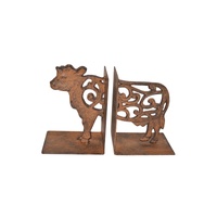 Willow &amp; Silk Cast Iron Fleur Cow Bookends Set 9x11.5x15cm