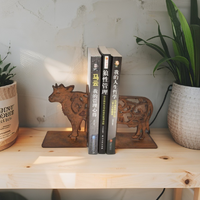 Willow &amp; Silk Cast Iron Fleur Cow Bookends Set 9x11.5x15cm
