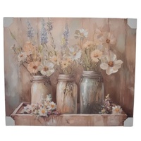 Willow &amp; Silk Flower Jars Scene on Canvas- Textured Oil Painting Wall Art  