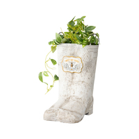 Willow &amp; Silk 35cm White &#39;Sweet Bee Honey&#39; Gumboots Pot/Planter