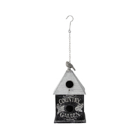Willow &amp; Silk Hanging 66.5cm Black/White Country Garden Birdhouse