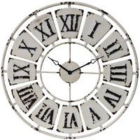 Willow &amp; Silk Large 84cm Metal Vintage White Roman Numeral Round Wall Clock