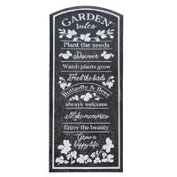 Willow &amp; Silk 68cm Black &#39;Garden Rules&#39; Plaque Sign Wall Art 