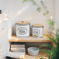 Willow &amp; Silk Nested 27cm/22.5cm 'Happy Cat Treats' Set of 2 Tins w/ Lids