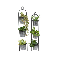 Willow &amp; Silk Set of 2 Metal 127cm/111cm 3-Pot Wildflower Wall Planters 