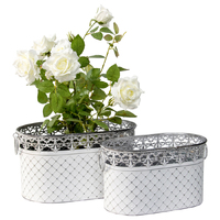 Willow &amp; Silk Set of 2 Nested Designer Oval Pot Planter Buckets