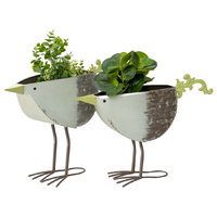 Willow &amp; Silk 49.5cm/45cm Set of 2 Birds Garden Pot/Planters