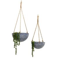 Willow &amp; Silk Nested Hanging 73cm/60cm Set of 2 Metal Pot/Planters