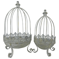 Willow &amp; Silk Nested Cloche Planters on Designer Stands Set/2