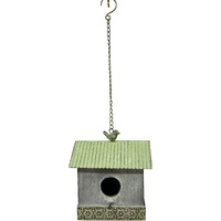 Willow &amp; Silk Metal 62cm Galvanised Green Hanging Garden Bird Pot Planter