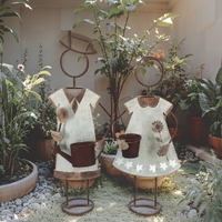 Willow &amp; Silk Metal 82cm/73cm Set of 2 Rustic Gardening Kids w/ Planters