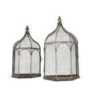 Willow &amp; Silk Metal 46cm/36cm Set of 2 Wall-Hanging Garden Plant Cages