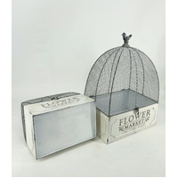 Willow &amp; Silk Metal 46/36cm Set/ 2 &#39;Flower Market&#39; Cloche Pot Planter Cages