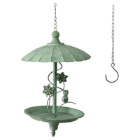 Willow &amp; Silk Metal 73cm Hanging Umbrella &amp; Flower Garden Bird Feeder