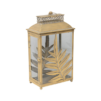 Willow &amp; Silk Golden 44.5cm Tribal Iron/Glass Lustre Leaf Lantern