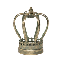 Willow &amp; Silk Vintage Metal 24cm Golden Ornate Crown Pillar Candle Holder