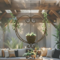 Willow &amp; Silk Metal 83cm Hanging Heart Antique Green Planter/ Bird Feeder