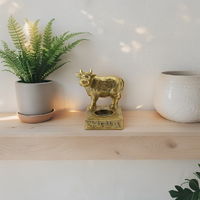 Willow &amp; Silk Resin 11.5cm Antique Gold Cow Tealight Candle Holder