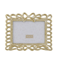 Willow &amp; Silk Brushed Gold Frame With Bow 3.5x5/ 16.7*
