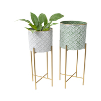 Willow &amp; Silk Nested Metal 71cm Set of 2 Stilted Fan Garden Pot/Planters