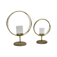 Willow &amp; Silk Golden 38cm/28cm Set of 2 Circle Candle Holders