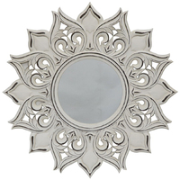 Willow &amp; Silk Vintage 80cm White Round Fleur Mirror/Wall Art