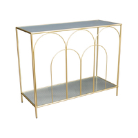 Willow &amp; Silk Metal 100cm Golden Arch Mirrored Console Table w/ Shelf