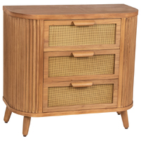 Willow &amp; Silk Wooden 80cm Mid-Century Ribbed 3-Drawer Cabinet/Organiser