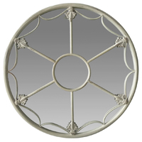 Willow &amp; Silk Vintage Round 66cm White Fleur Wall Mirror