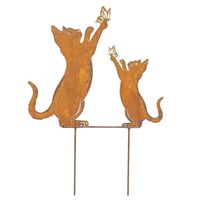Willow &amp; Silk Metal 43x31cm Rusty Cat &amp; Kitten/Animal Garden/Yard Stake