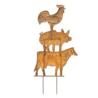 Willow &amp; Silk Metal 77cm Farm Animal Cow/Pig/Rooster Tower Garden Stake